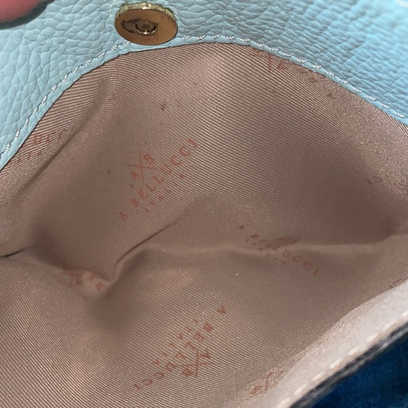 A. Bellucci Italian Leather Crossbody Baby blue and Gold Tone Hardware Small - Picture 8 of 9